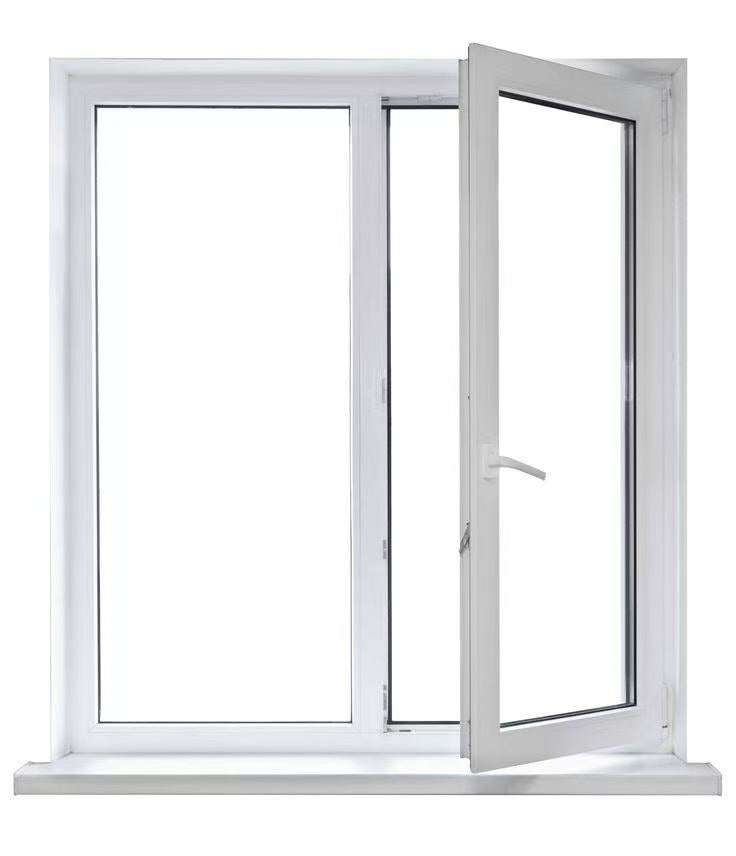 White Frame Casement Window with Clear Glass