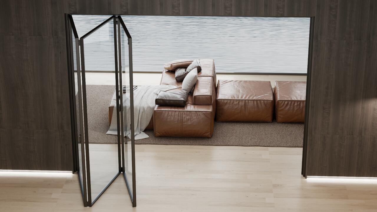 Ultra Slim Frame Aluminum Folding Glass Door for Modern Interior Living Room Partition