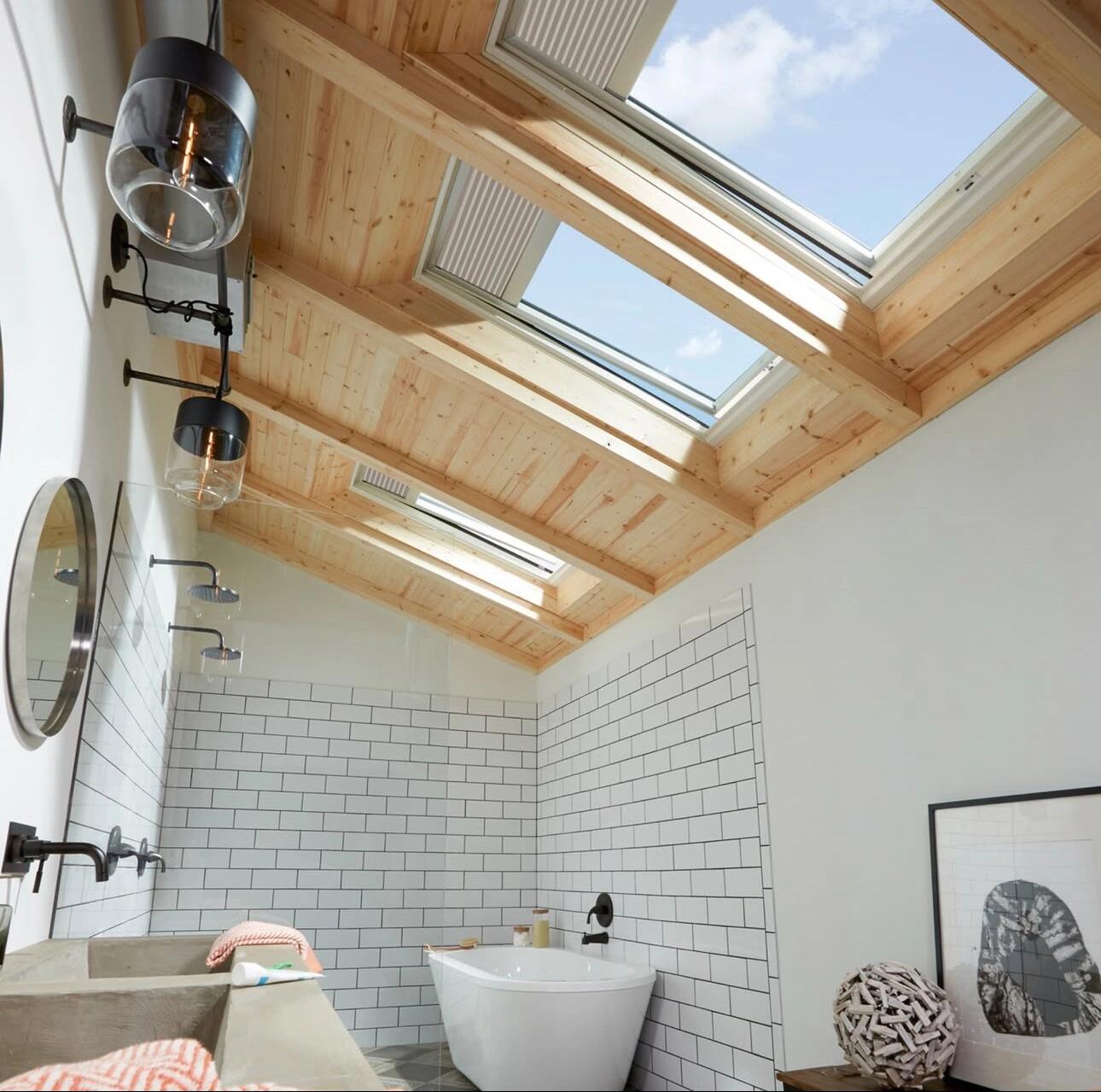 Multiple Roof Skylights for Bathroom