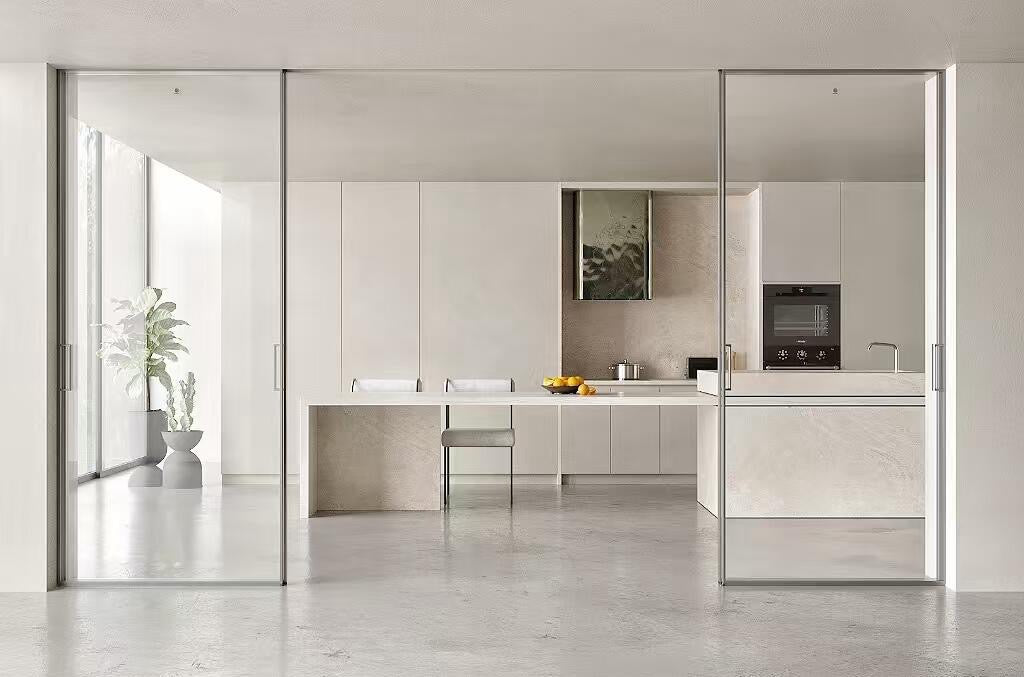 Aluminum Frame 4 Panel Sliding Glass Door for Open Kitchen Design