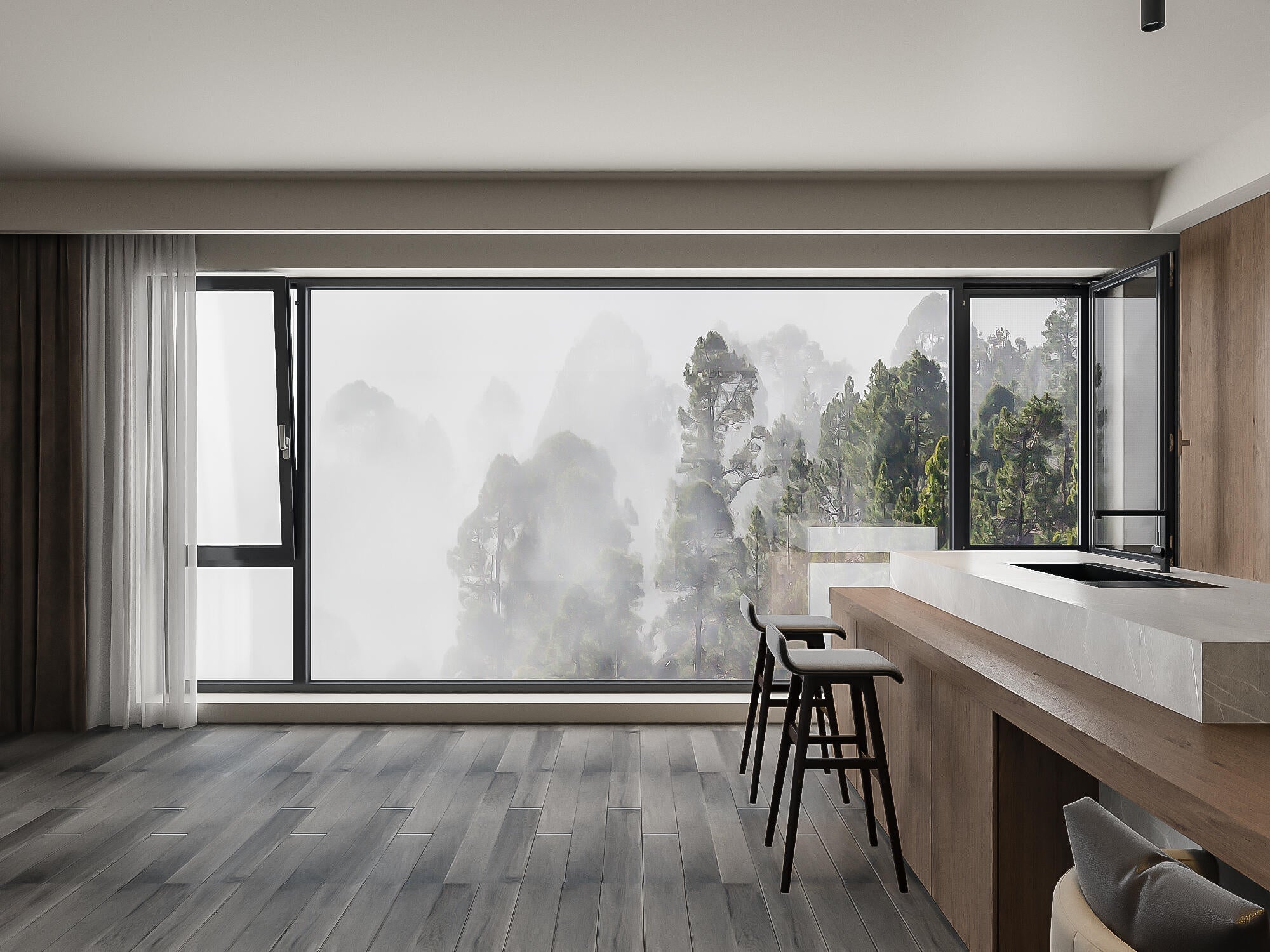 Panoramic Tilt & Turn Window with Forest View