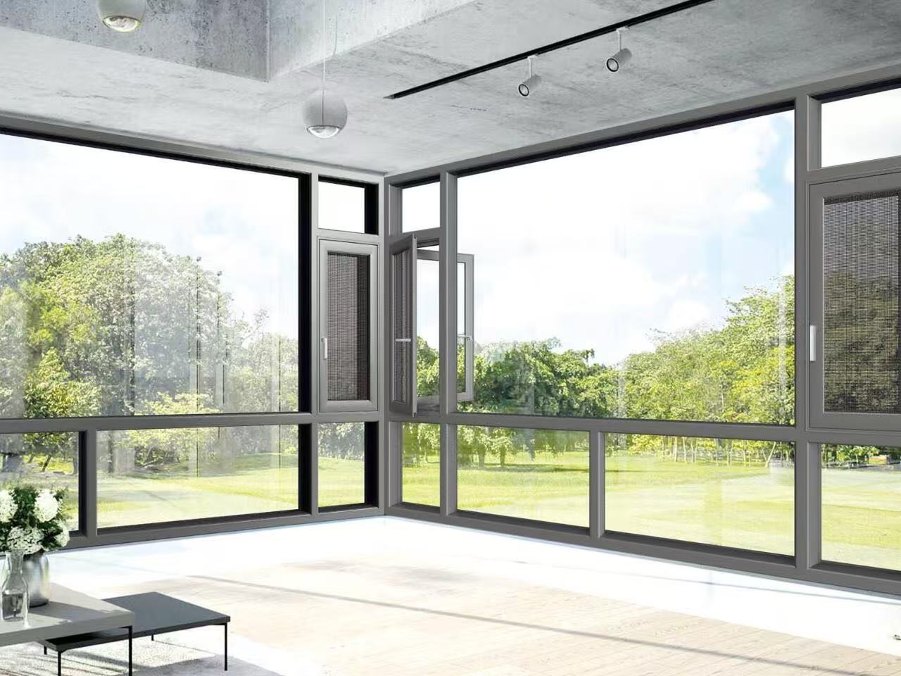 Dual Casement Windows in Glass Sunroom