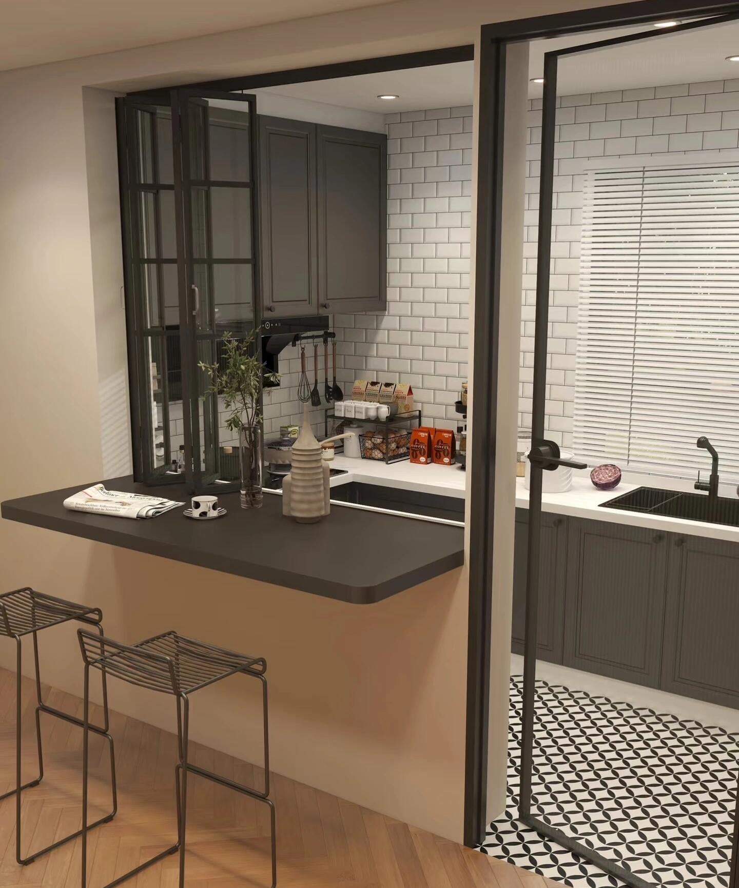 Interior Folding Window with Mullion Style