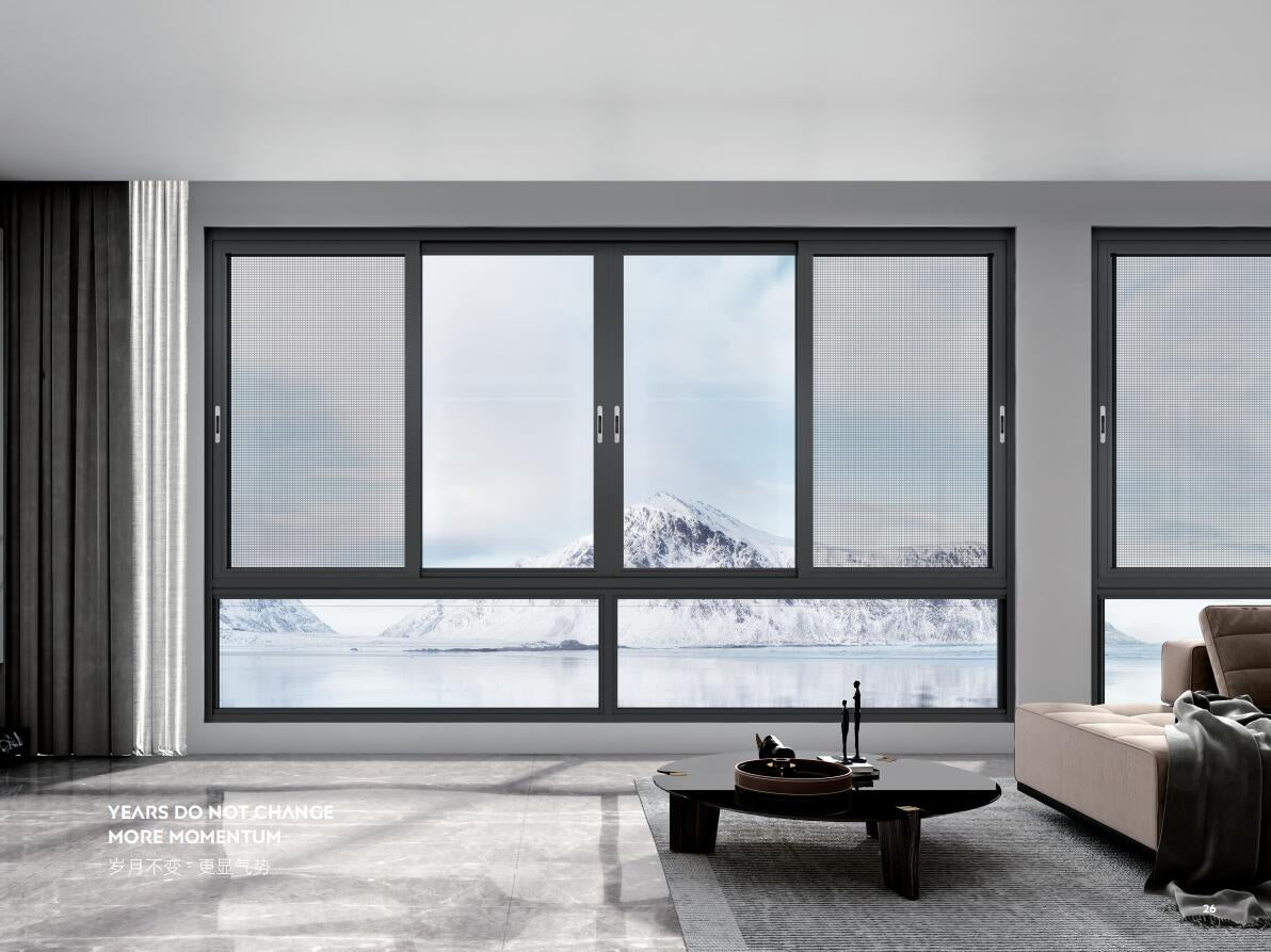 Panoramic Sliding Window with Integrated Mesh Panels
