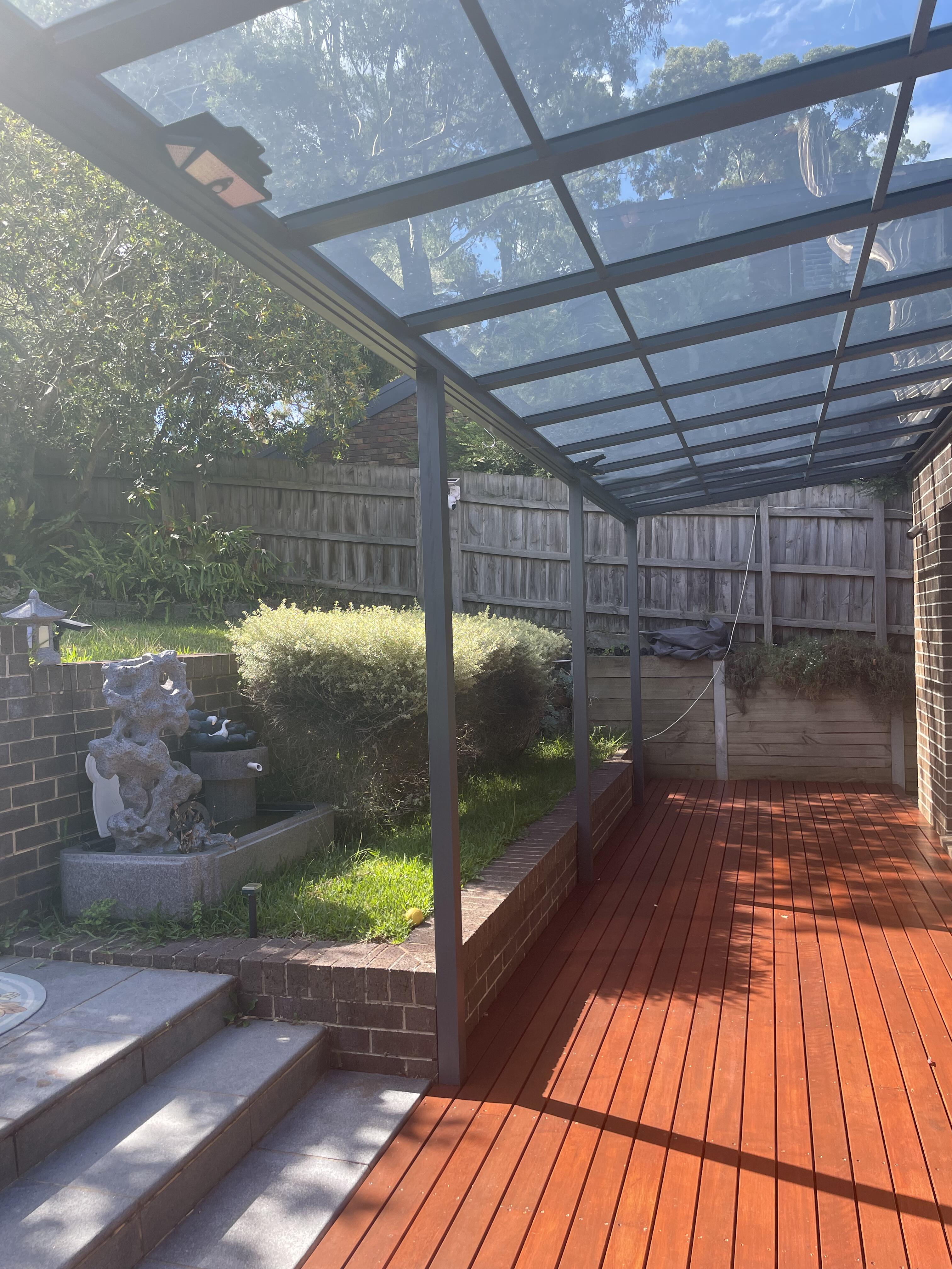 Glass Patio Awning with Aluminum Frame for Backyard Deck