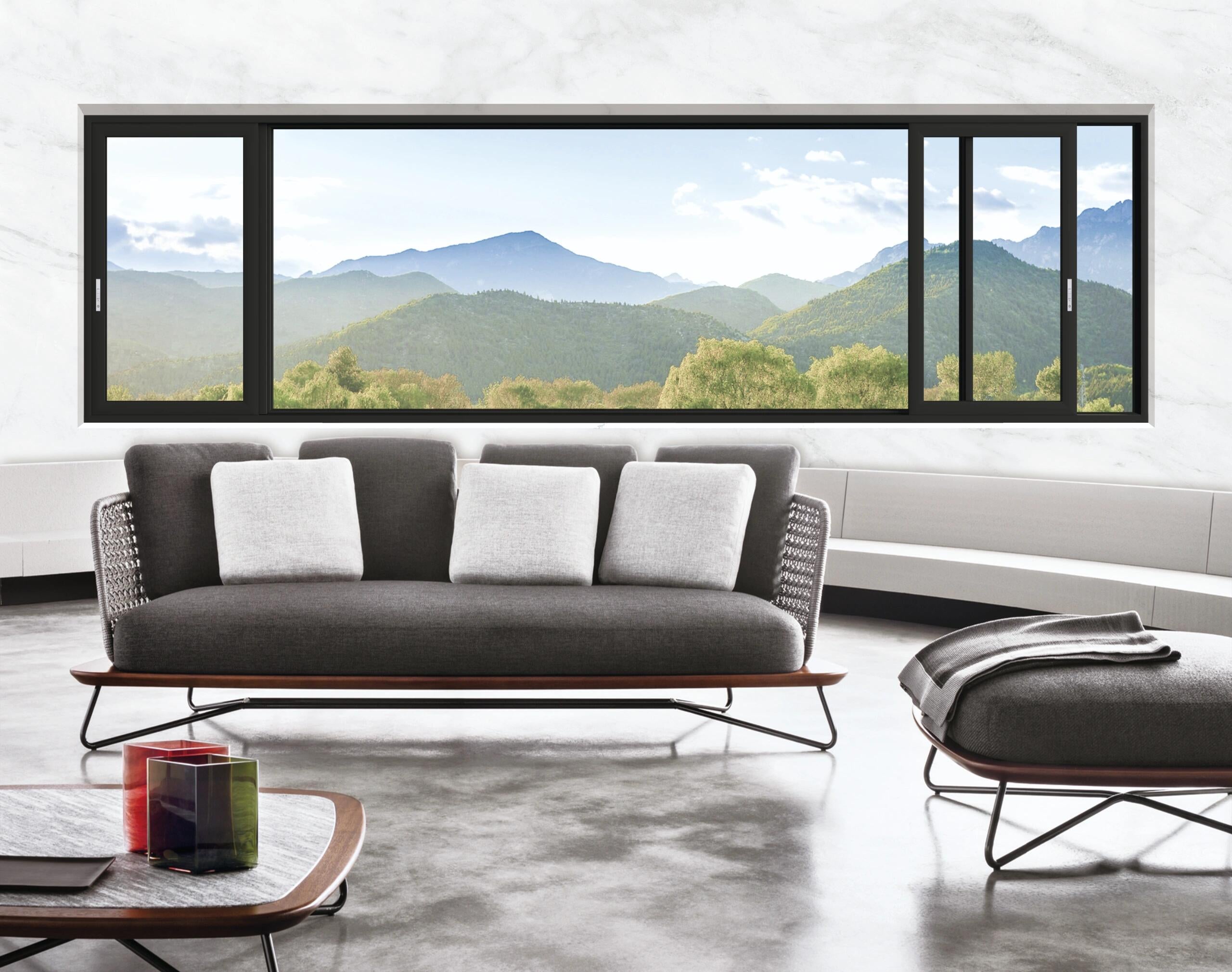 Large Living Room Sliding Window with Mountain View