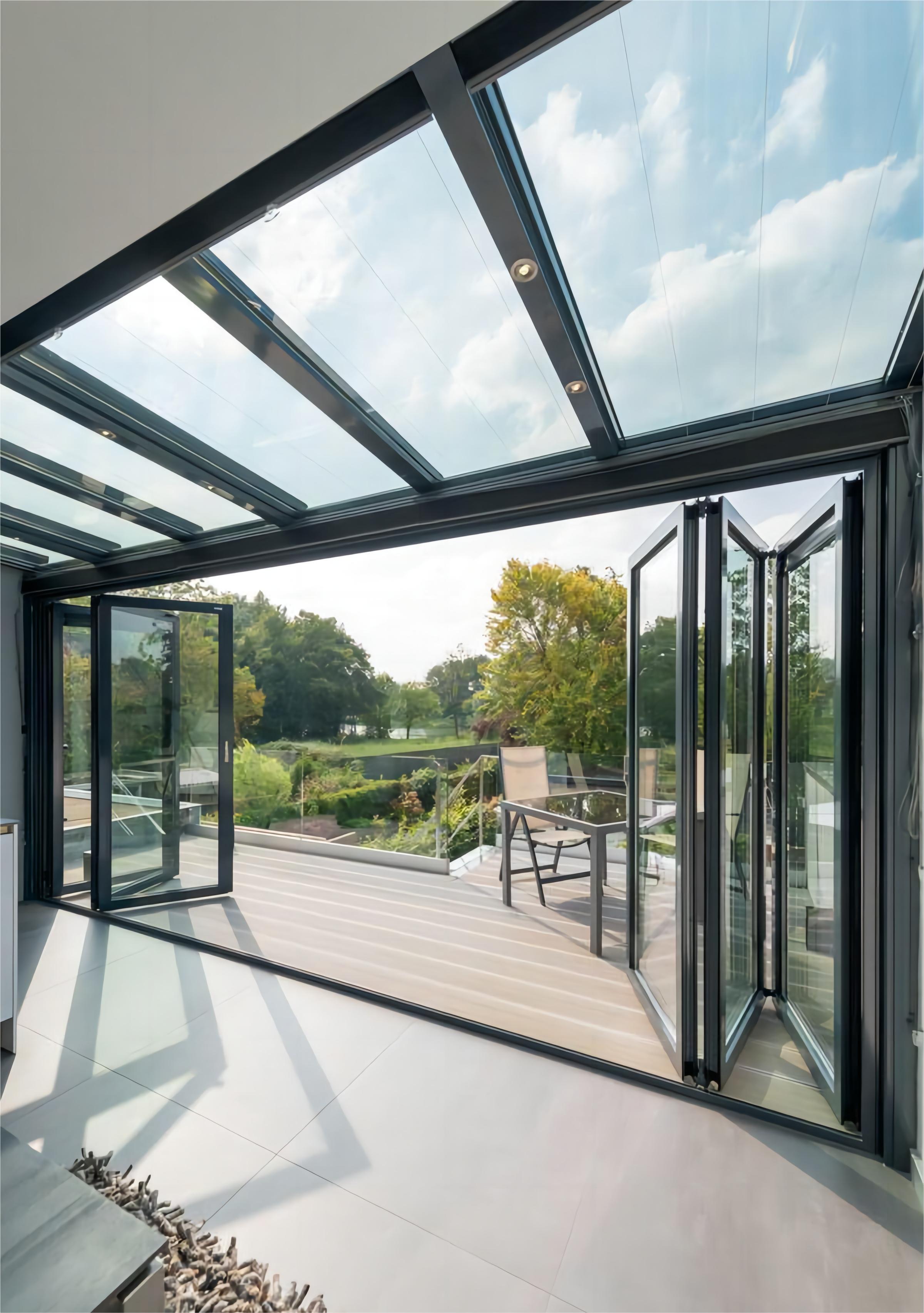 Panoramic Folding Glass Door with Aluminum Frame for Outdoor Terrace